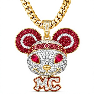 Orelia Luxe Hip Hop Cartoon <b>Rabbit</b> Pendant Necklace with Micro Insert Zircon Charm 925 Silver Gold Plated Jewelry for Party Gift - Product Image 1