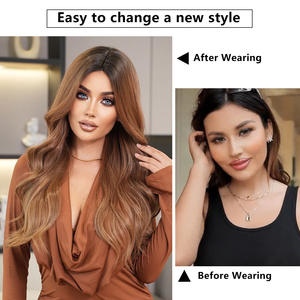 Perruque pour femme sans dentelle, perruque de déguisement pour femme, perruque longue ondulée bouclée, perruque en <span class=keywords><strong>filet</strong></span> rose, perruque synthétique - Product Image 3