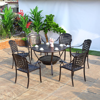Mobilier d'extérieur en fonte d'aluminium Table et chaise de camping en cercle Ensemble de jardin Restaurant Patio Métal Café Table à manger avec chaise