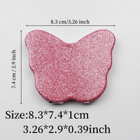 Miroir double face papillon rose vif de marque privée miroirs portables personnalisés miroir pliant en métal en cuir PU de maquillage