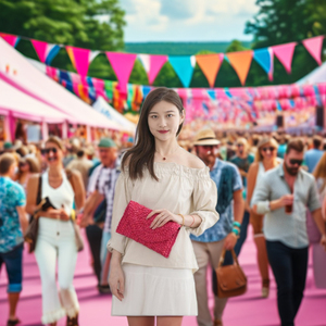 Bolso de playa de paja ligero de diseñador <span class=keywords><strong>HHGH</strong></span> 2024, bolso de mano de cáscara de maíz colorido con cierre de cubierta duradero, suave y hecho a mano - Product Image 4