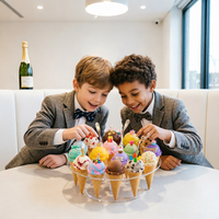 Présentoir en acrylique transparent, support à glaces à deux niveaux, support pour cornets de glace, présentoir à desserts
