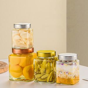 Frasco de Vidrio Cuadrado Reciclable de Grado Alimenticio de 100 ml, 200 ml, 280 ml, 380 ml, 500 ml, 730 ml para Mermelada, Miel, Salsas, Encurtidos de Frutas, con Tapa - Product Image 3