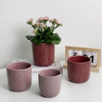 Grosir kustom vas bunga keramik dekorasi taman Pot bunga tanaman Pot bulat kecil dalam ruangan Pot bunga dekoratif