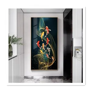 ArtUnion Modern luxury porch large animal Fish crystal porcelain resin decorative wall art painting for home hallway decor