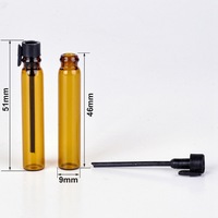 Mini flacons ambrés d'huile essentielle vide de 2ml, flacon de parfum en verre tubulaire
