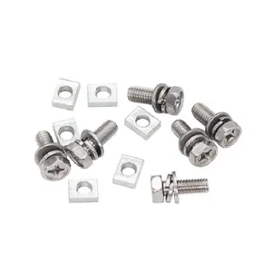 LEITE Motorcycle Battery Terminal M6 x16mm Bolt Square Nut Kit Stainless Steel 304