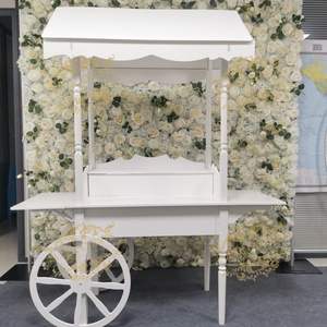 맞춤형 나무 사탕 카트 나무 디저트 꽃 디스플레이 파티 장식 웨딩 이벤트를위한 바퀴와 달콤한 바 케이크 사탕 카트 - Product Image 3