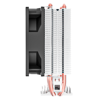 Bonhomme de neige 2 tuyaux tour unique double ventilateur refroidisseur de processeur double Tube de cuivre intérieur lumineux 12VDC 3Pin pour boîtier d'ordinateur PC