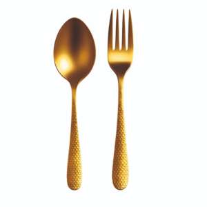 12 Pc Sustainable <b>Gold</b> Plated Modern Hammered <b>Cutlery</b> Starter <b>Set</b> with Spoon and Fork for Luxury Dining and Gifting - Product Image 2