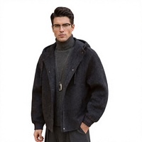 Veste en tricot à capuche pour homme, manteau en tricot torsadé, vêtements d'extérieur décontractés pour l'automne et l'hiver