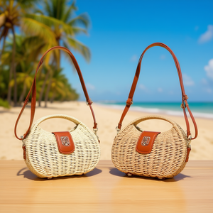 Bolsos de Mano Tejidos de Paja con Carcasa Rígida 19x23cm, Bolso de Hombro para Mujer, Moda de Verano - Product Image 2