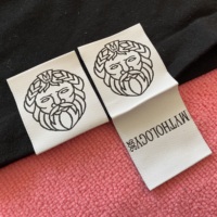 T-shirt coupe ultrasonique étiquette d'ourlet de vêtements de marque, étiquette d'ourlet tissé en tissu recyclé pour sacs