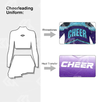 Uniforme de cheerleading avec logo d'équipe, sac à paillettes bleu et blanc pour club de danse scolaire