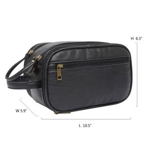 Bolsa de Maquillaje Portátil de Fábrica BSCI, Bolsa de Almacenamiento Multifuncional para Hombre, Bolsa de Aseo Impermeable de PU Retro de Gran Capacidad - Product Image 3