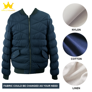 Blouson bomber matelassé <span class=keywords><strong>bleu</strong></span> <span class=keywords><strong>marine</strong></span> pour <span class=keywords><strong>homme</strong></span>, fermeture éclair, col côtelé, <span class=keywords><strong>manteau</strong></span> chaud rembourré avec poches à rabat - Product Image 6