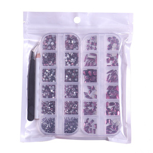 Adornos de Plástico para Uñas, Diamantes Redondos de Fondo Plano, Cristales Irregulares de Colores, Mezcla de Diamantes de Imitación para Uñas, Accesorios para Decoración de Uñas - Product Image 1