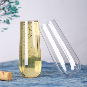 Flûtes <span class=keywords><strong>à</strong></span> Champagne en <span class=keywords><strong>Plastique</strong></span> Transparent Sans Pied de 270 ml, Bord Doré, pour Mariages et Toasts - Product Image 5