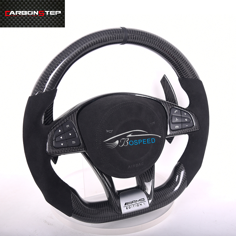 Рулевое колесо из углеродного волокна и кожи с плоским дном для mercedes Benz AMG CLE GLE
