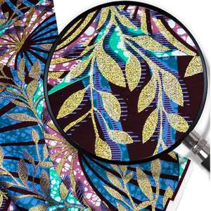 Tissu africain imprimé en coton 100% bleu, nouvelle mode, Pagne Ankara, Grand Wax, Design de tissu africain, Textiles africains, Tissu Wax Capulana - Product Image 1