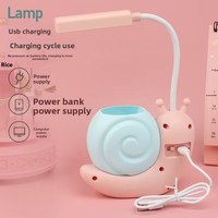 Lampe de bureau LED créative pour l'apprentissage, protection oculaire, chargement USB, design escargot - Couleur chaude pour enfants de maternelle, petit cadeau