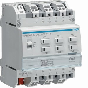 TYAS606D compatibile con il modulo Hagers KNX Secure 6 uscite 16A AC1 230V C-load 4M - Product Image 1