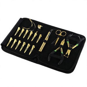 Beauty Saloon Hair Extension Tools Kit Steel Micro Rings Beads Opener Removal <b>Crimping</b> Plier Threads Scissors C Shape Needles - Product Image 1