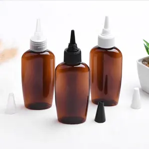 Customize support fast delivery 60ml PET plastic liquid gel Squeeze Dropper Bottle with Twist Top Spout Cap for ink and hair oil