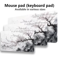 Tapis de souris et de clavier pour PC, grand format, motif paysage avec neige, fleurs de prunier et arbres, pour ordinateur portable