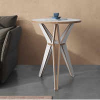 Nouvelle conception de table basse ronde pliable en bois minimaliste et écologique, sans assemblage par vis