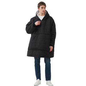 Vente en gros de sweat-shirt à capuche unisexe <span class=keywords><strong>Sherpa</strong></span> imperméable et long surdimensionné personnalisé avec fermeture éclair pour la maison - Product Image 3