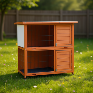 Conejera de Madera para Exteriores con Jaula de Paseo, Mueble para Mascotas, Bandeja Extraíble, Tamaño Mediano, para Todas las Estaciones - Product Image 2