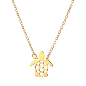 Ensemble collier et bracelet en acier inoxydable avec pendentif tortue, bijoux à thème animalier de dessin animé pour usage quotidien - Product Image 5