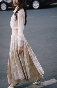 Camisas Elegantes de Lana de Alta Costura para Mujer, Estilo Maxi en Línea A, ODM, Camisas de Algodón y Lino de Alta Calidad, Faldas de Mujer con Cintura Alta Estilo Imperio - Product Image 4