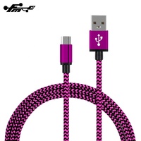 Kabel Transfer Nilon Tipe C 3 Kaki 2,4 A, Kabel Pengisian Daya Cepat Tipe C Bahan Nilon