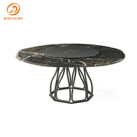 Ensemble de table à manger de luxe italien haut de gamme avec plateau en marbre naturel pour 6 personnes, ensemble de salle à manger de luxe design avec base en cuivre laiton