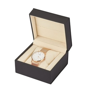 Estuche para Reloj Negro, Organizador Individual para Reloj, Caja de Regalo con Almohadilla, Estuche de Exhibición de Reloj de Pulsera de Cuero PU para Hombre y Mujer - Product Image 1