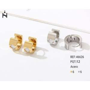 Orecchini a Cerchio Angelina in Oro e Argento, 6mm, Acciaio Inossidabile, Geometrici, Trendy, Unisex, Gioielli alla Moda - Product Image 1