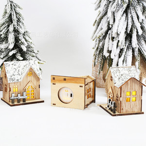 Miniature <strong>Christmas</strong> <strong>Village</strong> Building Set Wood Snow <strong>House</strong> Light Engraving for Home Desktop Fairy Garden Holiday Ornaments Xmas - Product Image 1