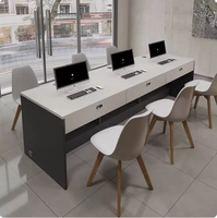 Table d'ordinateur pour 3 personnes, mobilier de bureau moderne et simple, table de bureau pour 3 employés avec tiroir de rangement, bureau d'ordinateur pour employés