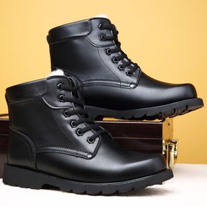 Bottes de neige pour hommes importées de Russie, en cuir isolé en laine épaisse, chaussures de travail pour temps froid, talon moyen, couleur unie, noir, 38-46 - Product Image 2