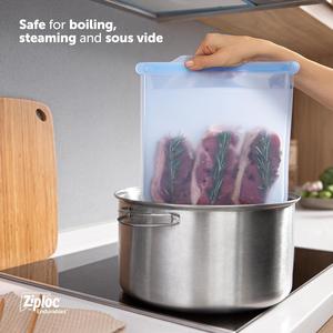 Gallon Airtight Sealed Food <b>Storage</b> Freezer Bags, Stay <b>Open</b> Easy-Fill Design, Leakproof Fresh-Keeping Plastic Pouches - Product Image 4