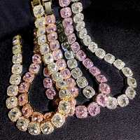 Bling chaîne cubaine de luxe en cristal de 13mm, Hip Hop, collier en strass glacé, chaîne, Bracelet, bijoux