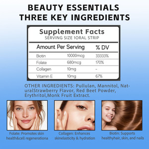 Tiras de Vitaminas Orales Disolubles OEM Ebhabces, Elasticidad e Hidratación de la Piel, Apoya la Salud de la Piel y las Uñas - Product Image 6