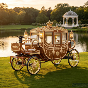 Calèche royale classique à chevaux, dorée et embossée, pour défilés urbains, photographie de mariage, location commerciale - Product Image 1