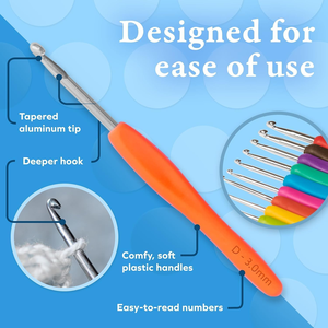 Soft Handle <b>Crochet</b> <b>Hook</b> 9pcs/set Aluminum <b>Crochet</b> <b>Hook</b> Set - Product Image 3