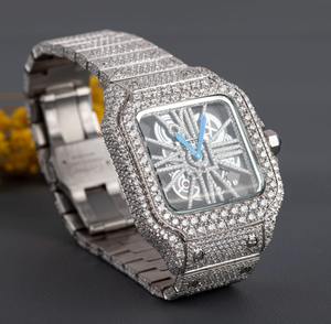 Reloj de Lujo con Diamantes Incrustados, Caja de Acero Inoxidable, Movimiento de Cuarzo, Cristal |   Reloj Unisex Estilo Hip Hop |   Venta al por Mayor - Product Image 1