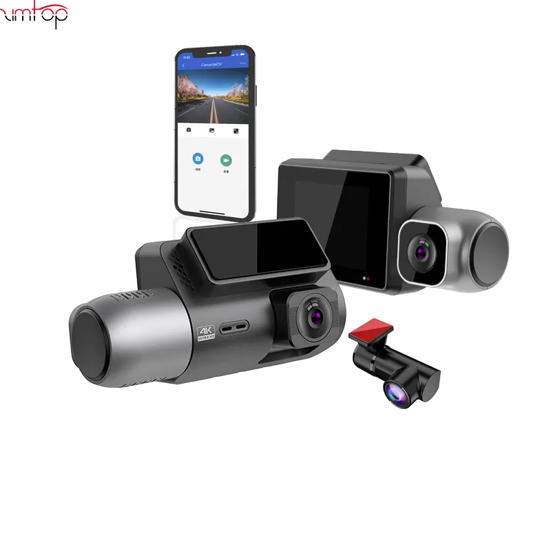 Anteriore 4K + 2K Dual lens/ 3 canali fotocamera 4k + 1080P + 2K 2022 fotocamera GPS WIFI registratore per auto car black box 4K dash cam