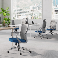 Chaise de bureau moderne de luxe avec appui-tête réglable et confortable en tissu avec chaise pivotante de direction ergonomique en maille