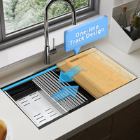 Évier de cuisine moderne en acier inoxydable SUS304 fait main, à poser sous plan, à cuve unique